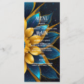 Menu Élégant Sapphire et Mariage Floral Or (Devant)