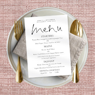 Menu Elegant Script Black White Wedding Poster