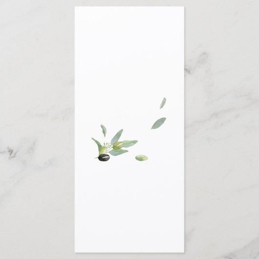 Menu Élégant script de calligraphie des branches d'oliv (Dos)