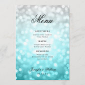 Menu Élégant Script Mariage Beach Bokeh Lumières (Devant)