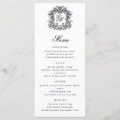 Menu Élégant Script Monogram Crest Mariage (Devant)