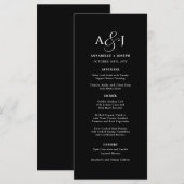 Menu Élégant Script Monogramme Formal Black Mariage (Devant / Derrière)