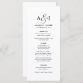 Menu Élégant script Monogramme Mariage blanc officiel (Devant / Derrière)