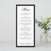 Menu Élégant script officiel Mariage noir et blanc (Debout devant)