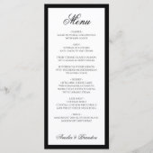 Menu Élégant script officiel Mariage noir et blanc (Devant)