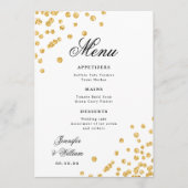Menu Élégant Script Romantique Mariage Confetti Gold (Devant)