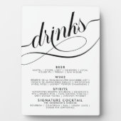 Menu Elegant Script Wedding Drinken Bar Fotoplaat (voorkant)
