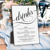 Menu Elegant Script Wedding Drinken Bar Fotoplaat