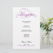 Menu Elegant Script Wedding Reception - Paars (Staand voorkant)