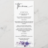 Menu Elegant Silver en Paarse bruiloft (Voorkant)