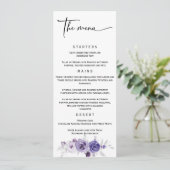 Menu Elegant Silver en Paarse bruiloft (Staand voorkant)