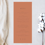 Menu Élégant simple Dusty Orange   Monogramme en terre<br><div class="desc">menu mince pour correspondre à la collection *si vous voulez plus d'options papier cette conception peut être transférée à un programme mince *ou pour plus d'aide contactez-moi</div>