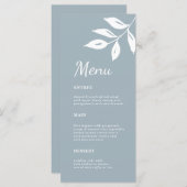Menu Élégant simple Foliage Formal Dusty bleu mariage (Devant / Derrière)