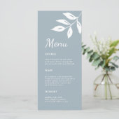 Menu Élégant simple Foliage Formal Dusty bleu mariage (Debout devant)