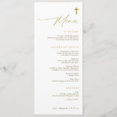 Menu Elegant Simple Gold Cross Modern Script Baptism (Devant)