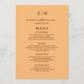 Menu Élégant simple Mariage de monogramme (Devant)