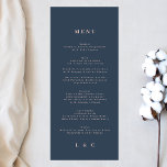 Menu Élégant simple marine bleu Dusty Rose Monogram<br><div class="desc">menu mince pour correspondre à la collection *si vous voulez plus d'options papier cette conception peut être transférée à un programme mince *ou pour plus d'aide contactez-moi</div>