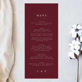 Menu Elégant simple marine bordeaux blanc Monogramme