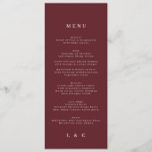 Menu Elégant simple marine bordeaux blanc Monogramme (Devant)
