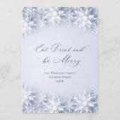 Menu Élégant Snowflakes Noël Dîner de Noël (Dos)