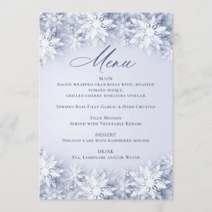 Menu Élégant Snowflakes Noël Dîner de Noël