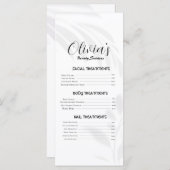 Menu Elegant Soft White Beauty Services Tarifs (Devant / Derrière)