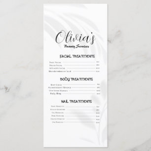 Menu Elegant Soft White Beauty Services Tarifs