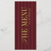 Menu Elegant Stripe Chartreuse Burgundy Wedding Dinner (Dos)