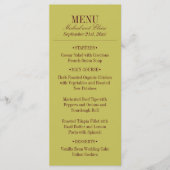 Menu Elegant Stripe Chartreuse Burgundy Wedding Dinner (Devant)