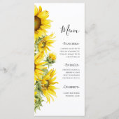 Menu Elegant Sunflower Summer Wedding  (Devant)