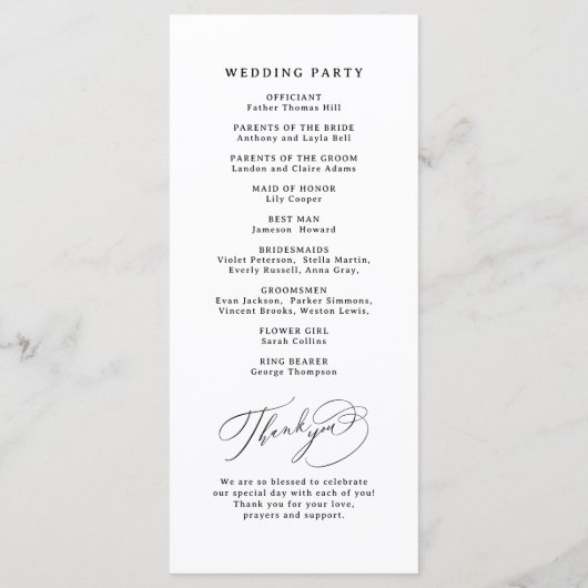 Menu Elegant Swirl Script Simple Wedding Program (Dos)