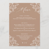 Menu Elégant Taupe Beige Tan Classique Mariage (Devant)