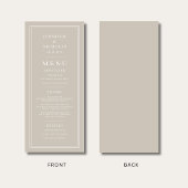 Menu Elegant Taupe Wedding