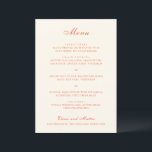 Menu Elegant Terracotta Modern Classic Wedding<br><div class="desc">This design is part of an elegant wedding invitation suite featuring a warm, sun-kissed palette inspired by an Italian sunset, blending soft ivory with rich terracotta. Delicate script typography is paired with refined serif lettering for a timeless and romantic look. The palette with golden hour hues is perfect for summer...</div>