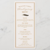Menu Elegant Thanksgiving Dinner Fall Pheasant Feather (Devant)