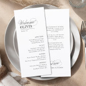 Menu Elegant Timeless Typography Guest Name Wedding