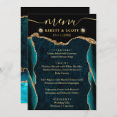 Menu Élégant Turquoise et Gold Faux Parties scintillant (Devant / Derrière)