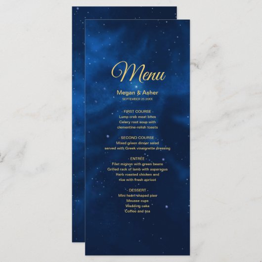 Menu Élégant univers bleu romantique (Devant / Derrière)