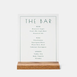 Menu élégant vert avec empattements