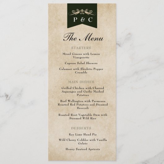 Menu Élégant Vintage Chic Library Mariage de couverture (Devant)