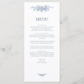 Menu Élégant Vintage Floral Blue Mariage (Devant)