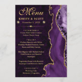 Menu Élégant violet et or Parties scintillant Faux Mari (Devant)