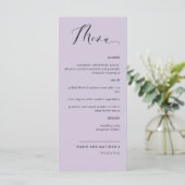 Menu Élégant violet, Mariage de calligraphie / Réceptio (Debout devant)