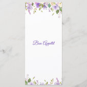 Menu Elégant violet or Aquarelle Mariage Floral (Dos)