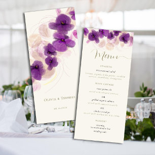 Menu Élégant violet orchidée Dieu Calligraphie Chic Mar