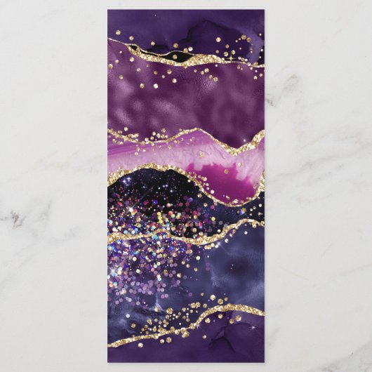 Menu Élégant violet Parties scintillant or marbre Agate (Dos)