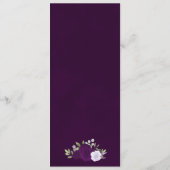 Menu Elégant violet Roses Boho Chic Mariage (Dos)