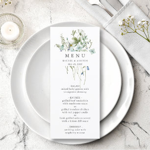 Menu Elegant Waterverf Wildflower Wedding
