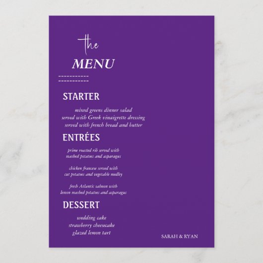 Menu Elegant Wedding Table (Voorkant)