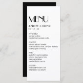 Menu Elegant White Black Monogram Weddenschap (Voorkant / Achterkant)
